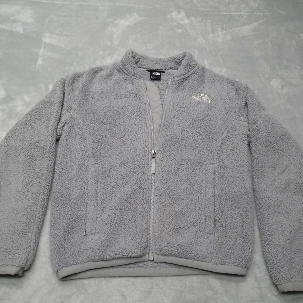 The North Face Jacket Women Medium Gray Banded Collar Fleece Full Zip Hiking
